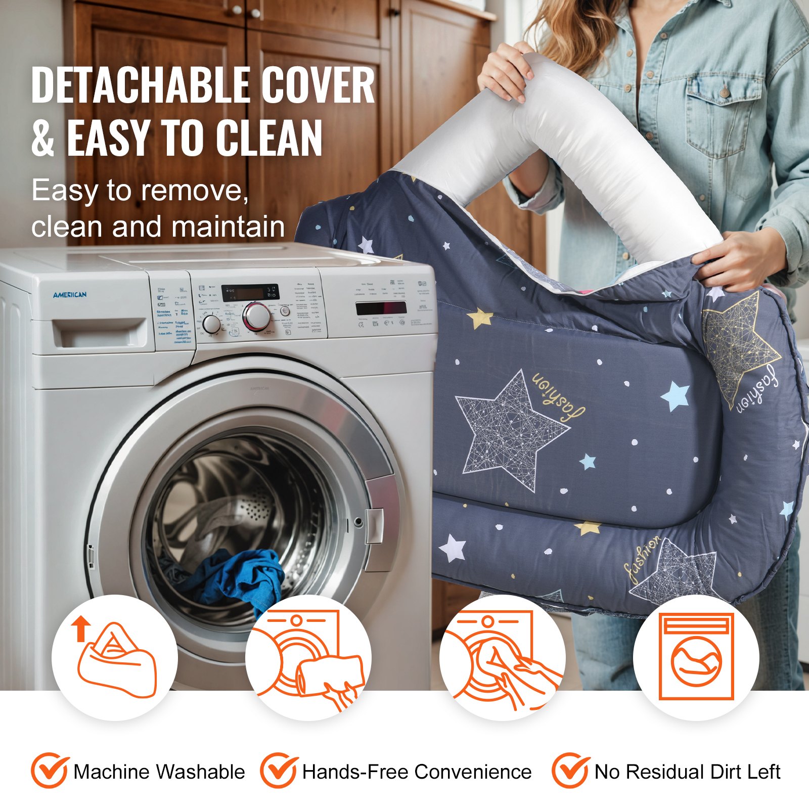 VEVOR Cama Nido para Bebé, Almohada para Recién Nacidos, 100 % Algodón, Suave, con Reposacabezas y Funda de Doble Cara, con Bolsa de Transporte para el Hogar y para Viajes, 900 x 460 x 140 mm