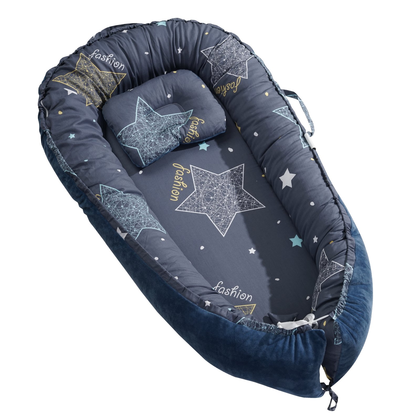 VEVOR Cama Nido para Bebé, Almohada para Recién Nacidos, 100 % Algodón, Suave, con Reposacabezas y Funda de Doble Cara, con Bolsa de Transporte para el Hogar y para Viajes, 900 x 460 x 140 mm