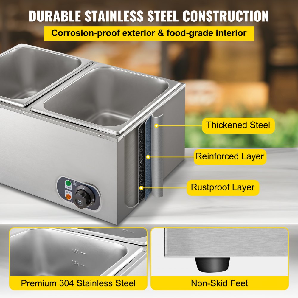 Catering Chafing Dish Buffet Calentador De Alimentos Con 2 Bandejas 1,2 Kw