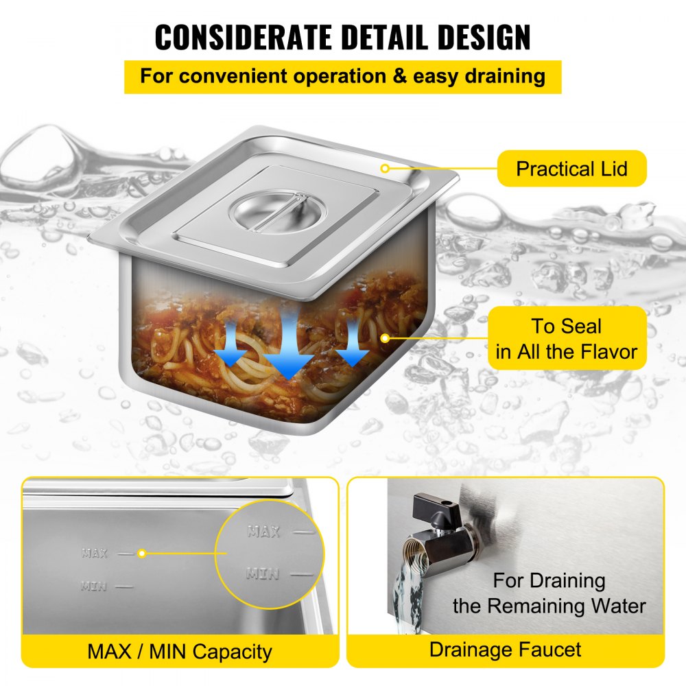 Catering Chafing Dish Buffet Calentador De Alimentos Con 2 Bandejas 1,2 Kw