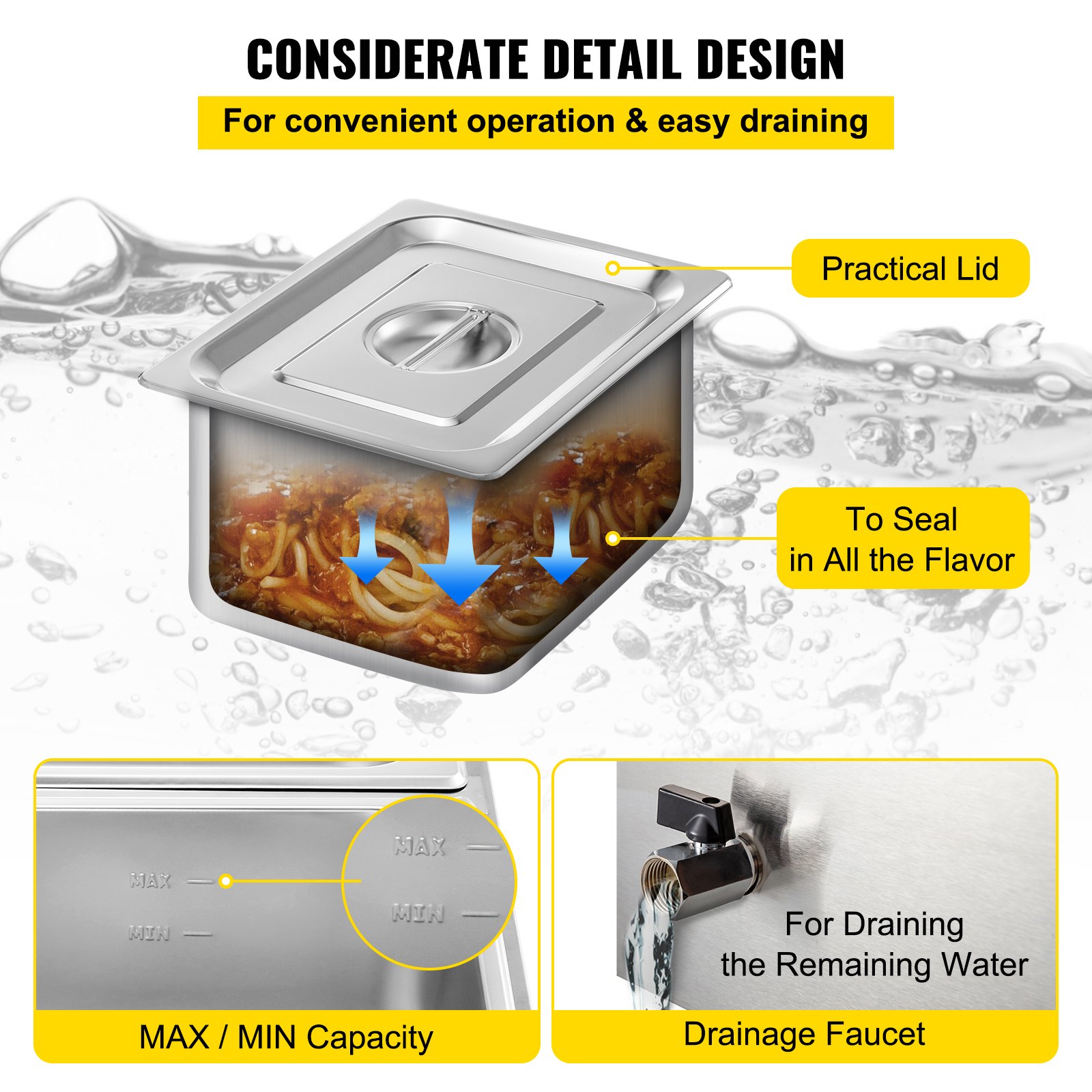 Catering Chafing Dish Buffet Calentador De Alimentos Con 2 Bandejas 1,2 Kw