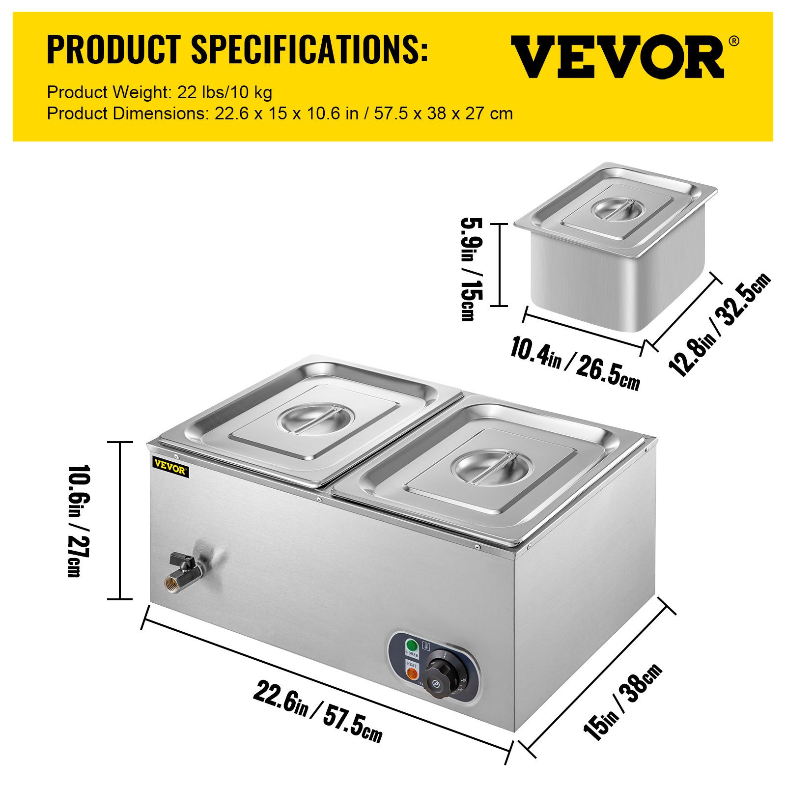 Catering Chafing Dish Buffet Calentador De Alimentos Con 2 Bandejas 1,2 Kw