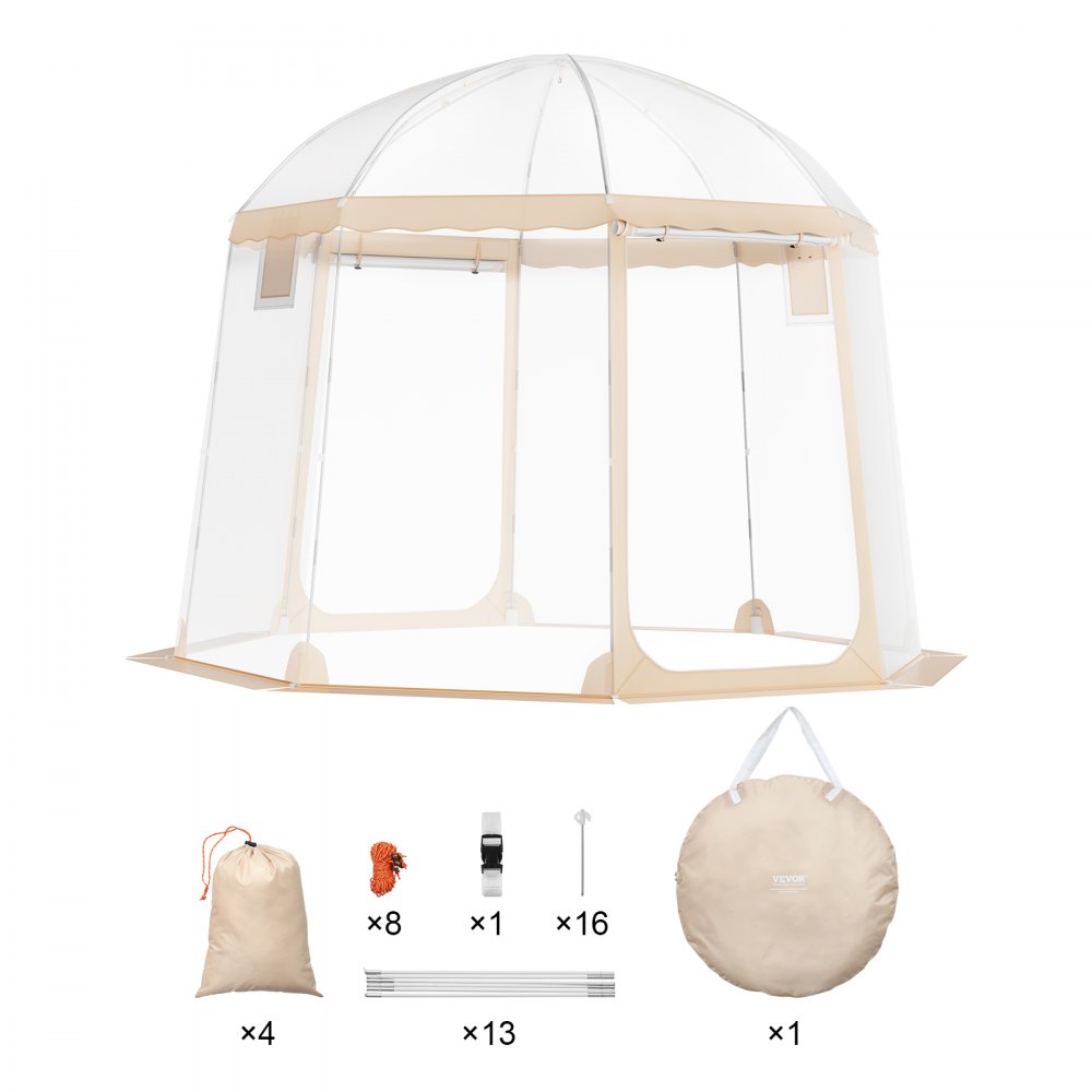 VEVOR Tienda de Campaña Deportiva 4-8 Personas 3x3x2,1 m Refugio Instantáneo Resistente a la Intemperie Transparente con Burbujas Refugio con Dosel Climático para Fútbol, Sóftbol, Eventos Deportivos