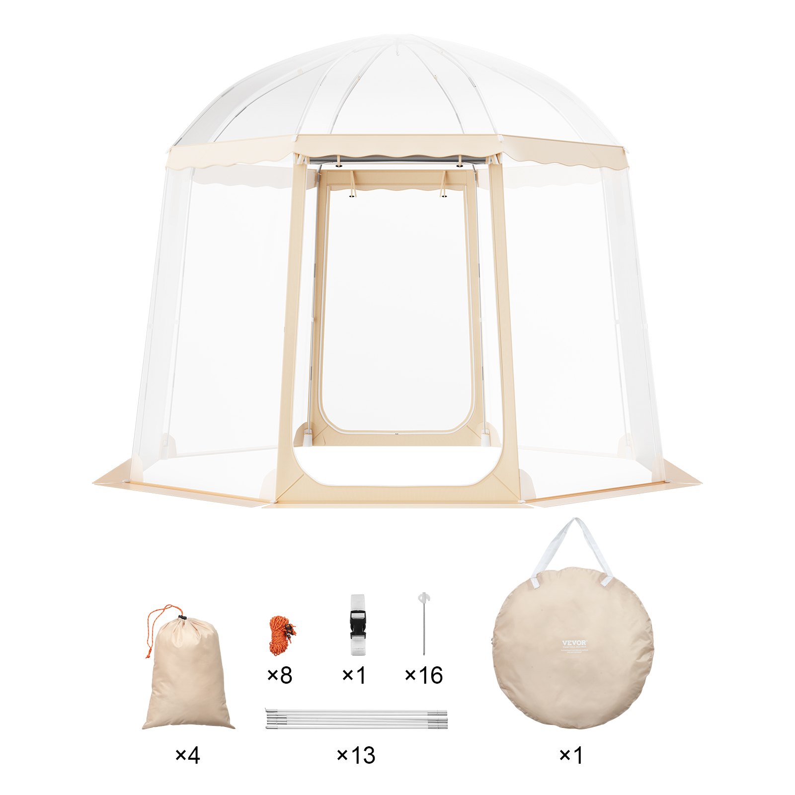 VEVOR Tienda de Campaña Deportiva 4-8 Personas 3x3x2,1 m Refugio Instantáneo Resistente a la Intemperie Transparente con Burbujas Refugio con Dosel Climático para Fútbol, Sóftbol, Eventos Deportivos