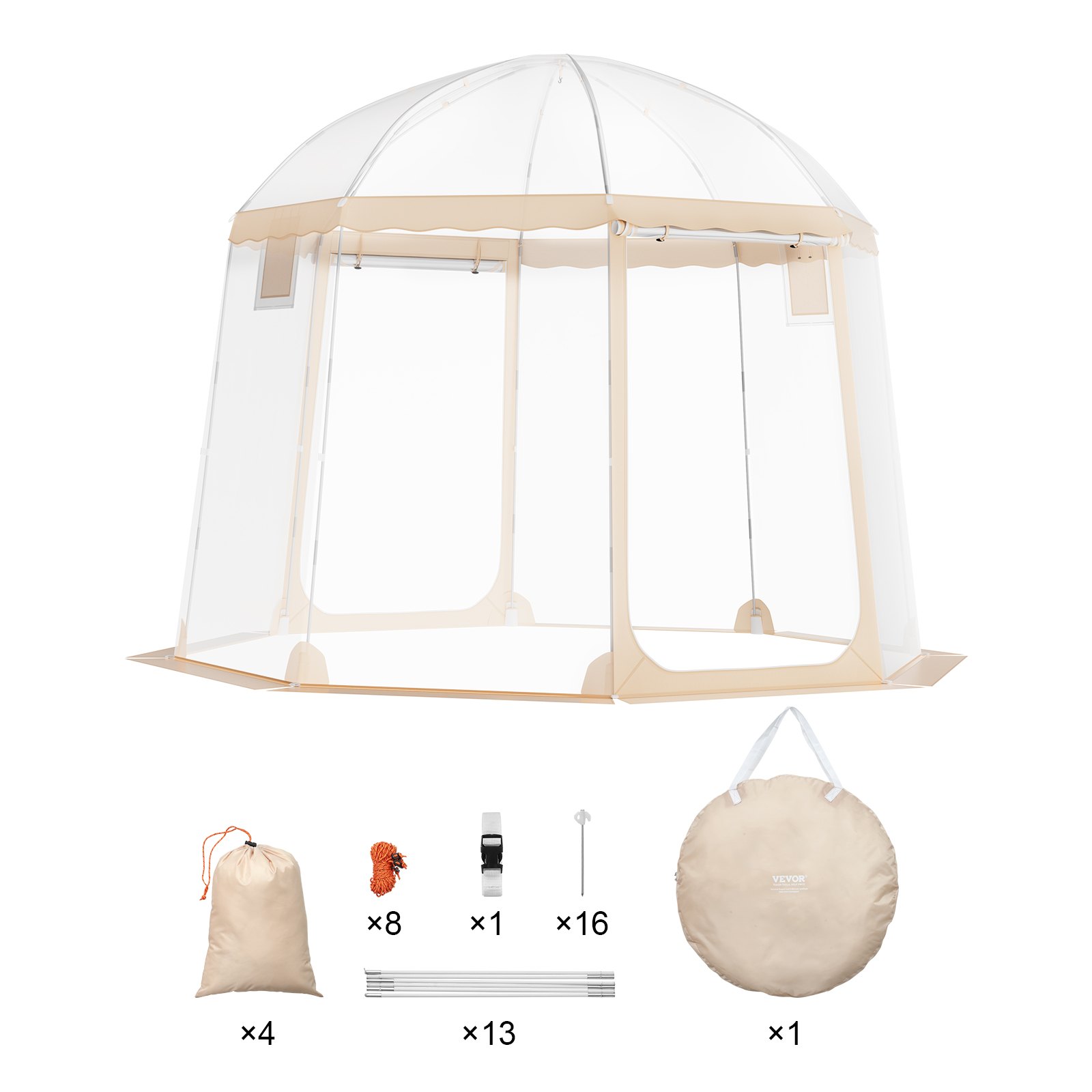 VEVOR Tienda de Campaña Deportiva 4-8 Personas 3x3x2,1 m Refugio Instantáneo Resistente a la Intemperie Transparente con Burbujas Refugio con Dosel Climático para Fútbol, Sóftbol, Eventos Deportivos