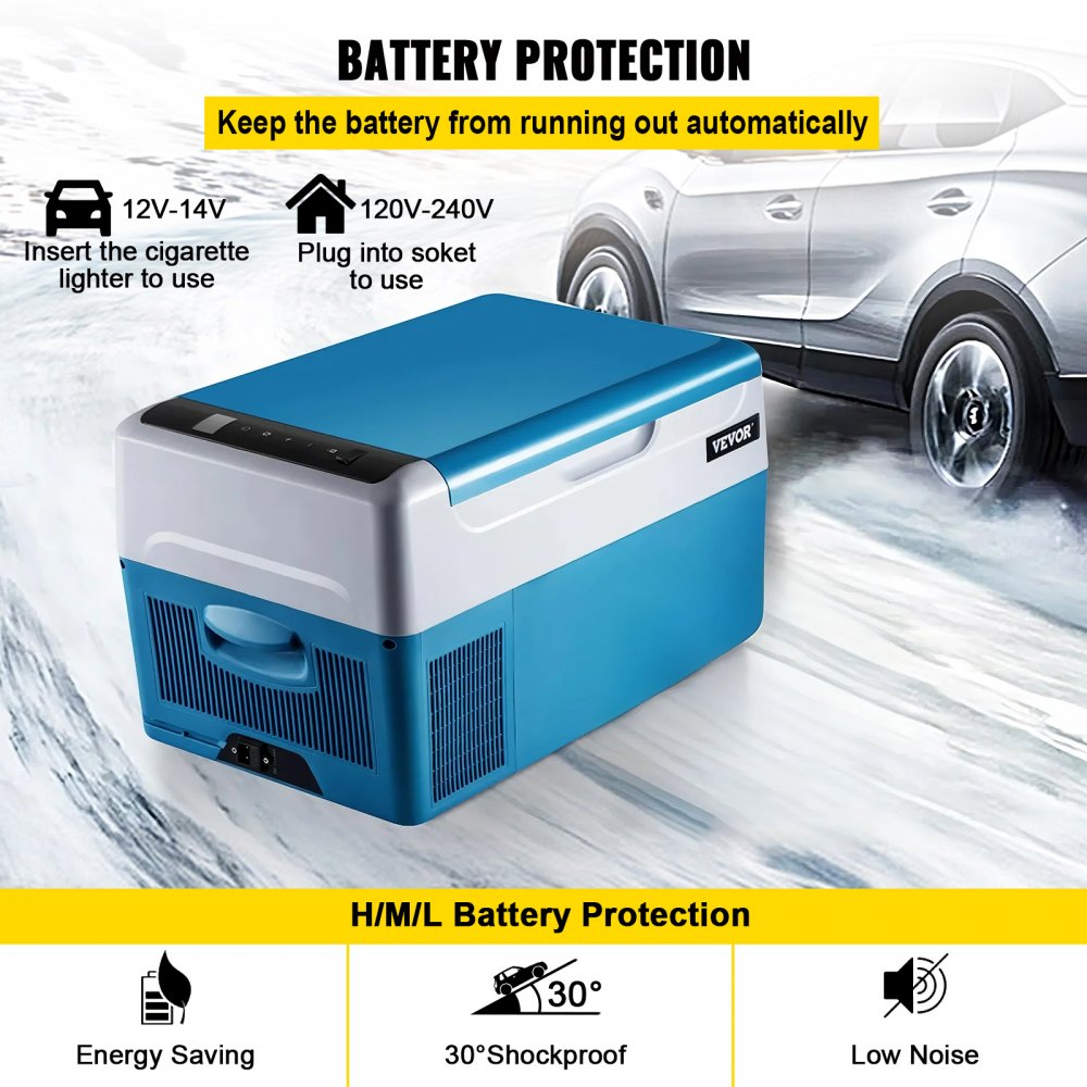 VEVOR Refrigerador portátil de 23 cuartos de galón (22 litros), control de aplicación de refrigerador de 12 voltios (-4 °F ~ 68 °F), refrigerador de compresor eléctrico para coche con 12/24 V CC y 1