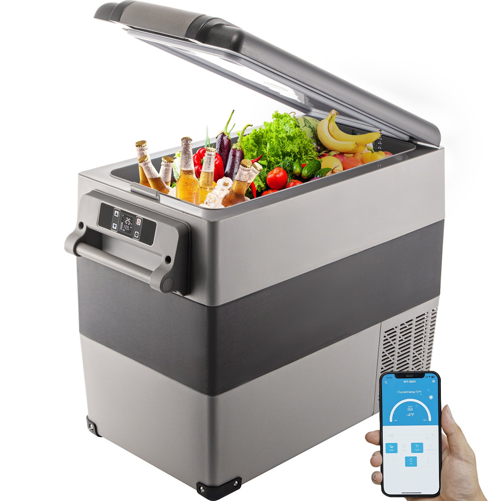 VEVOR Refrigerador para Coche 55 L Mini Caja del Congelador Caja Fresca Mini Frigorífico Coche Mini Nevera  -20 a 10 Grados Centígrados para Camping Caravanas Picnics Festivales