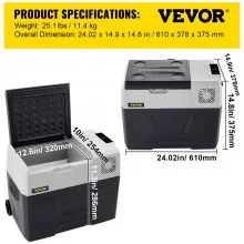 VEVOR Nevera Termoeléctrica Portátil 30 L Nevera de Viaje para Coche Nevera Portátil Eléctrica de Viaje para Coche Mini Refrigerador para Coche Mini Nevera para Bebidas con LCD