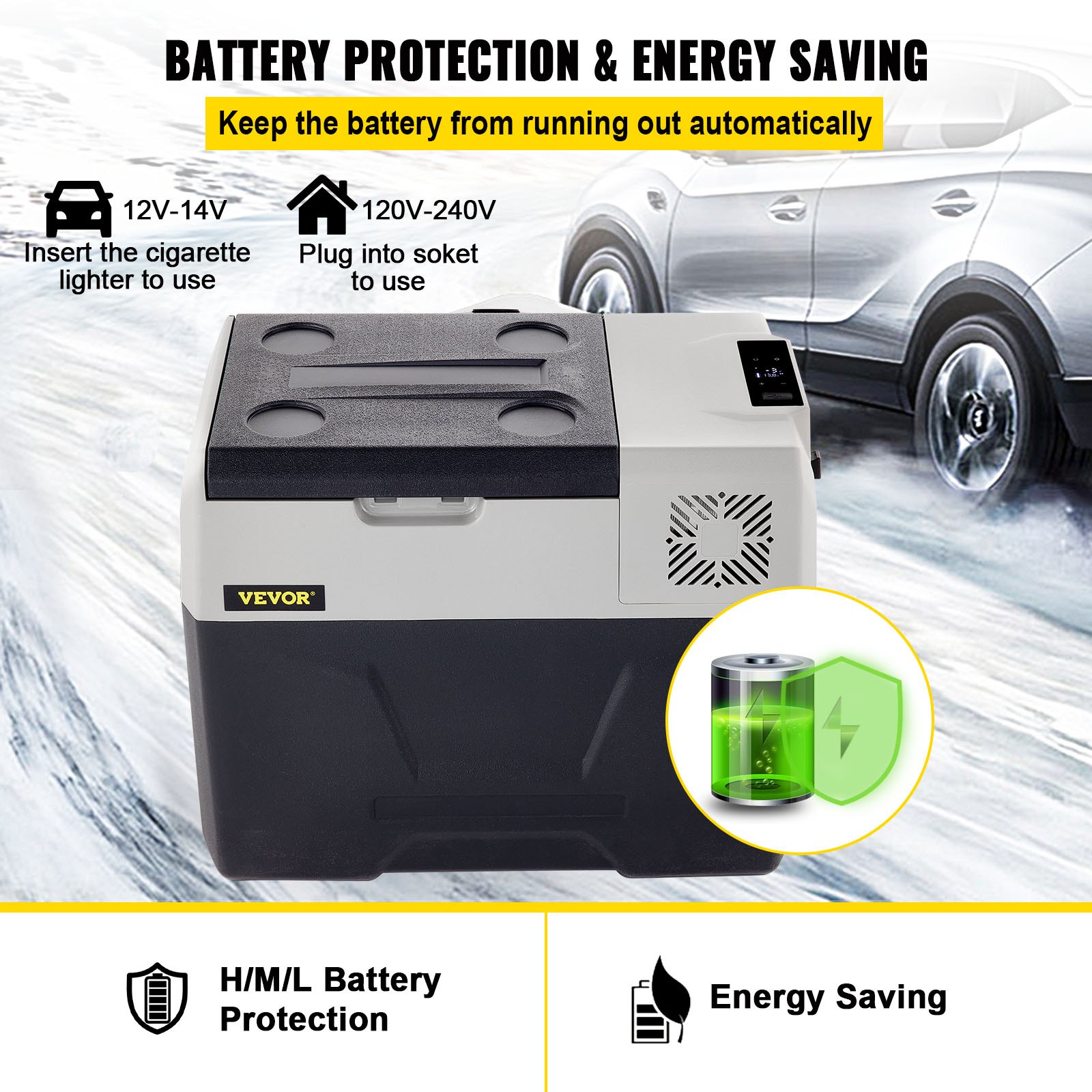 VEVOR Nevera Termoeléctrica Portátil 30 L Nevera de Viaje para Coche Nevera Portátil Eléctrica de Viaje para Coche Mini Refrigerador para Coche Mini Nevera para Bebidas con LCD