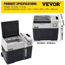 VEVOR Nevera Termoeléctrica Portátil 40 L Nevera de Viaje para Coche Nevera Portátil Eléctrica de Viaje para Coche Mini Refrigerador para Coche Mini Nevera para Bebidas con LCD