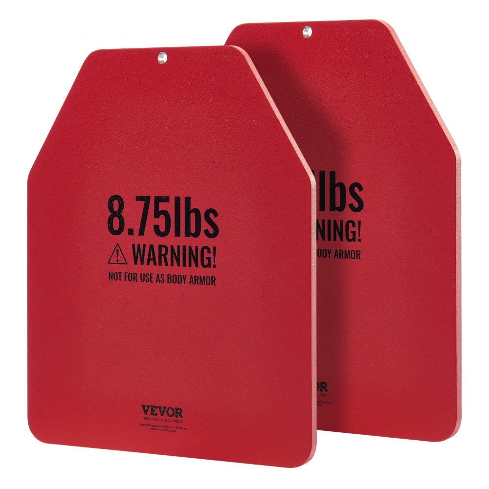 VEVOR Placas para Chalecos Lastrados, Pares de 4 kg, Acero de Primera Calidad, Ajuste Ergonómico Contorneado, Peso Adicional, para Entrenamiento Fuerza, Carrera, Fitness, 295 x 248 x 8 ± 10 mm, Rojo