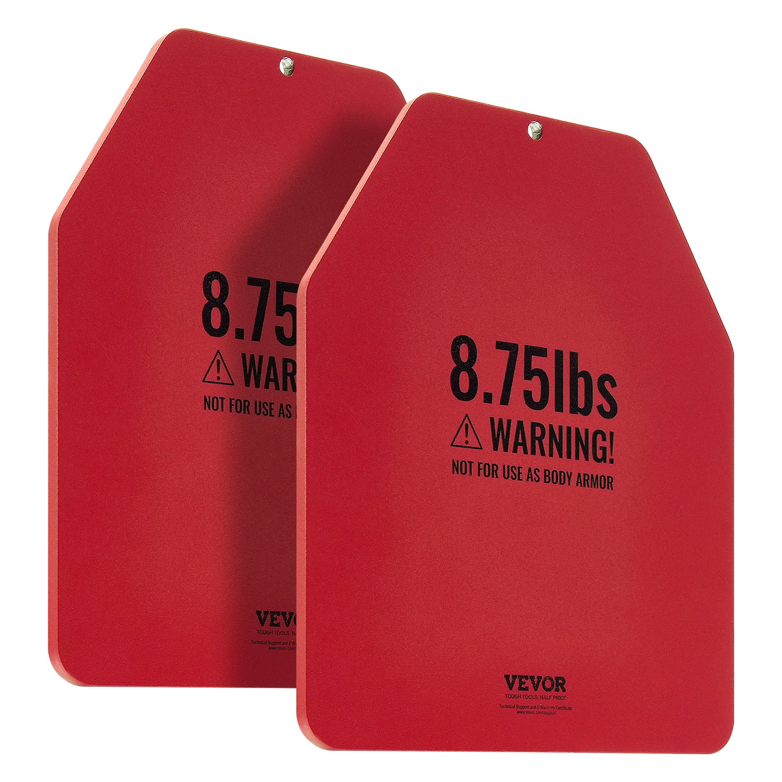 VEVOR Placas para Chalecos Lastrados, Pares de 4 kg, Acero de Primera Calidad, Ajuste Ergonómico Contorneado, Peso Adicional, para Entrenamiento Fuerza, Carrera, Fitness, 295 x 248 x 8 ± 10 mm, Rojo