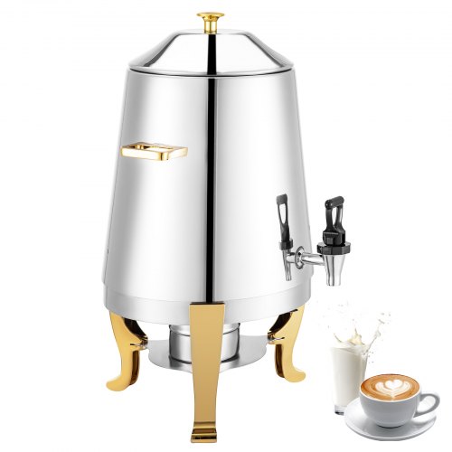 Dispensador Bebidas Dorado Acero Inoxidable 3 Galones Calentamiento Combustible