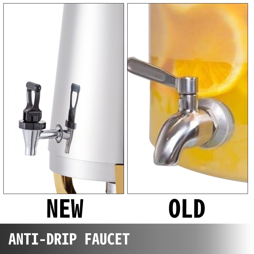 Dispensador Bebidas Dorado Acero Inoxidable 3 Galones Calentamiento Combustible