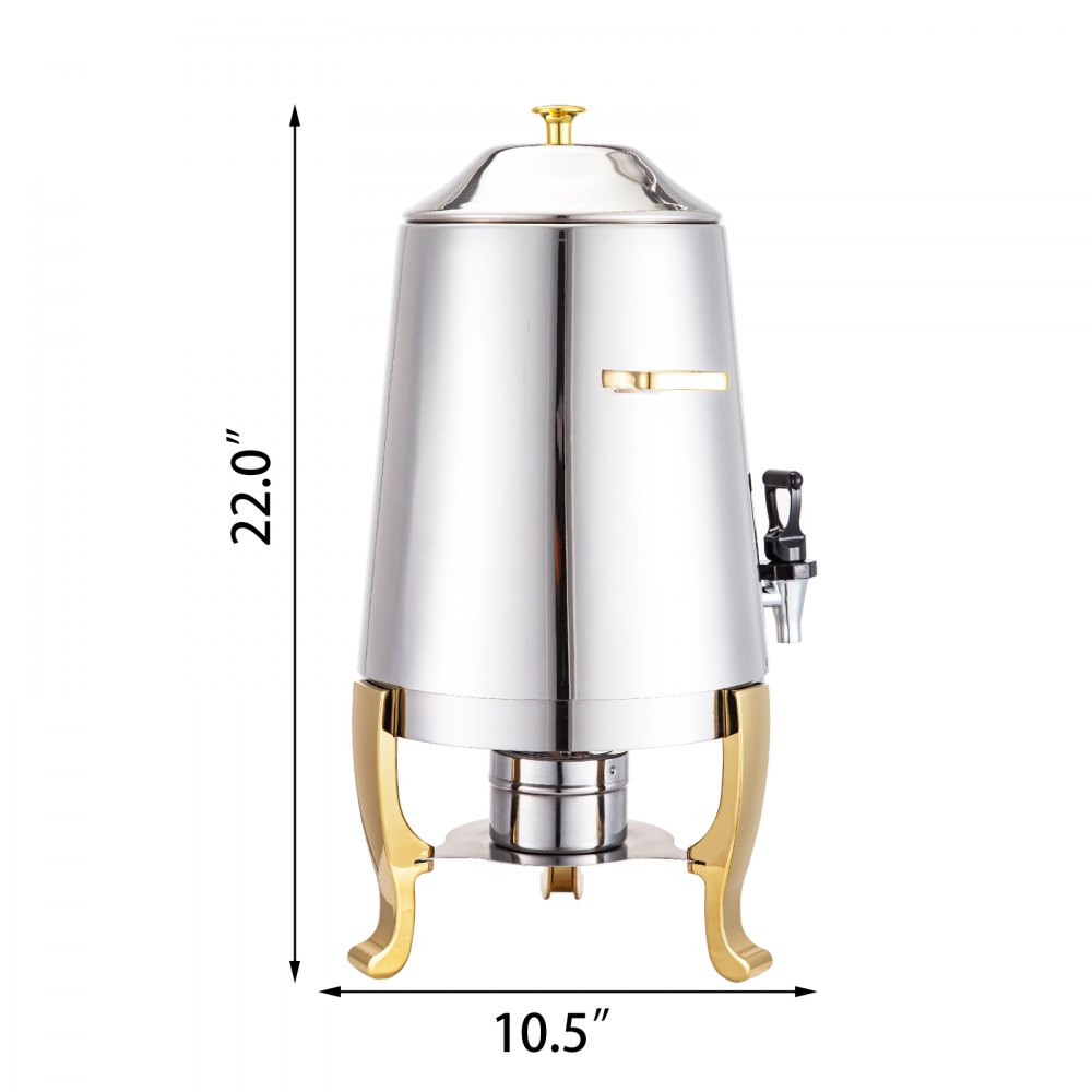 Dispensador Bebidas Dorado Acero Inoxidable 3 Galones Calentamiento Combustible