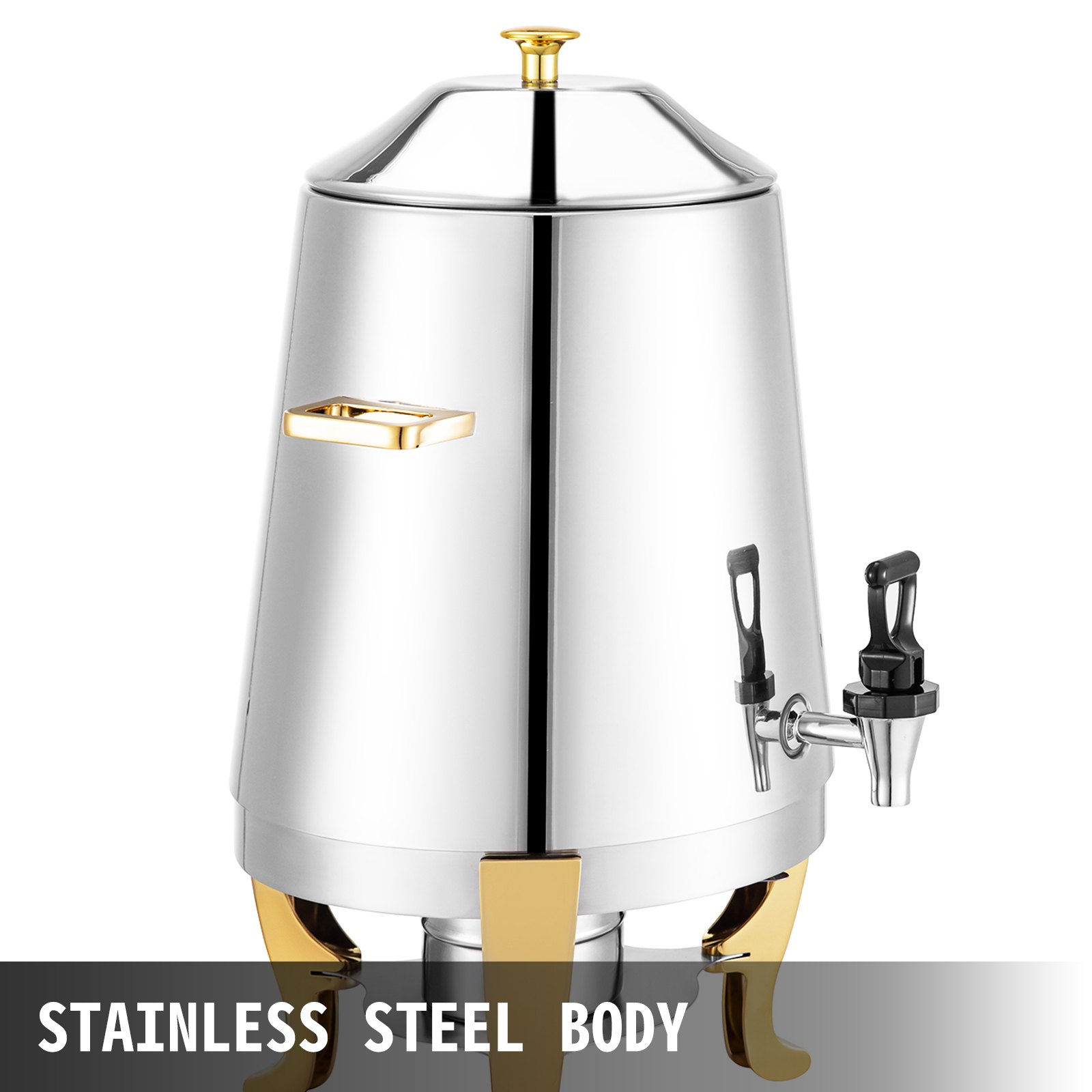 Dispensador Bebidas Dorado Acero Inoxidable 3 Galones Calentamiento Combustible