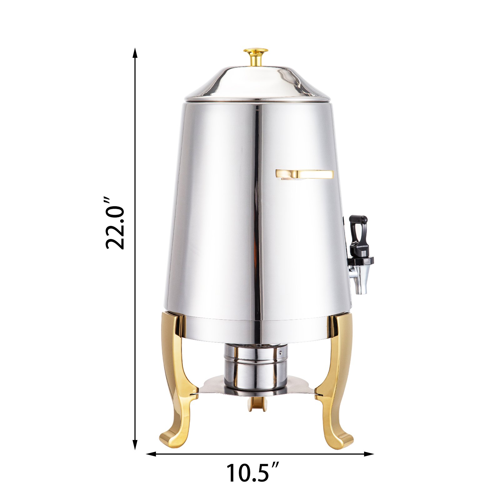 Dispensador Bebidas Dorado Acero Inoxidable 3 Galones Calentamiento Combustible