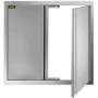 Puerta de acceso para barbacoa VEVOR de acero inoxidable con tirador abierto, diseño elegante y moderno.