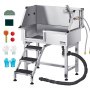 VEVOR Bañera de Mascotas 870x488x1025 mm de Acero Inoxidable, Puerta Izquierda