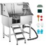 VEVOR Bañera de Mascotas 961x620x1220 mm de Acero Inoxidable, Puerta Izquierda