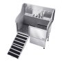 VEVOR Estación de Lavado para Perros de Acero Inoxidable, Bañera de 1275 x 795 x 1435 mm con Rampa, Grifo, Ducha, Correa y Jabonera para Mascotas Grandes, Medianas y Pequeñas, Puerta Izquierda