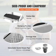 VEVOR Bañera para Peluquería 127 cm Escaleras Izquierdas de Acero Inoxidable