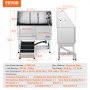 VEVOR Bañera de Acero Inoxidable para Perros Gatos 127 x 58 x 151 cm Bañera Peluquería Canina para Mascotas hasta 1270 mm Tina de Aseo Capacidad de 150 kg con Caja de Jabón Grifo Rampa Izquierda