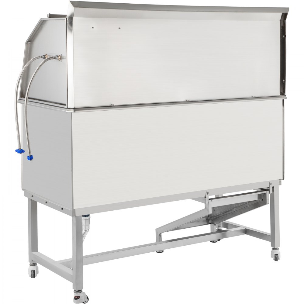 VEVOR Bañera de Acero Inoxidable para Perros 150,4 x 70,3 x 147 cm Bañera Peluquería Canina Puerta Derecha Longitud de Mascota de 149,9 cm Tina de Aseo de Capacidad de 300 kg Ducha de Lavado con Grifo