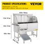 VEVOR Bañeras de Acero Inoxidable para Perros Mascotas 149,9 cm Puerta Izquierda