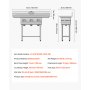 VEVOR Fregadero Independiente de 3 Compartimentos, Acero Inoxidable 304, Lavabo móvil de 1372 x 508 x 1097 mm con 2 Escurridores, Protector Antisalpicaduras para Cocina Restaurante Hogares Exteriores