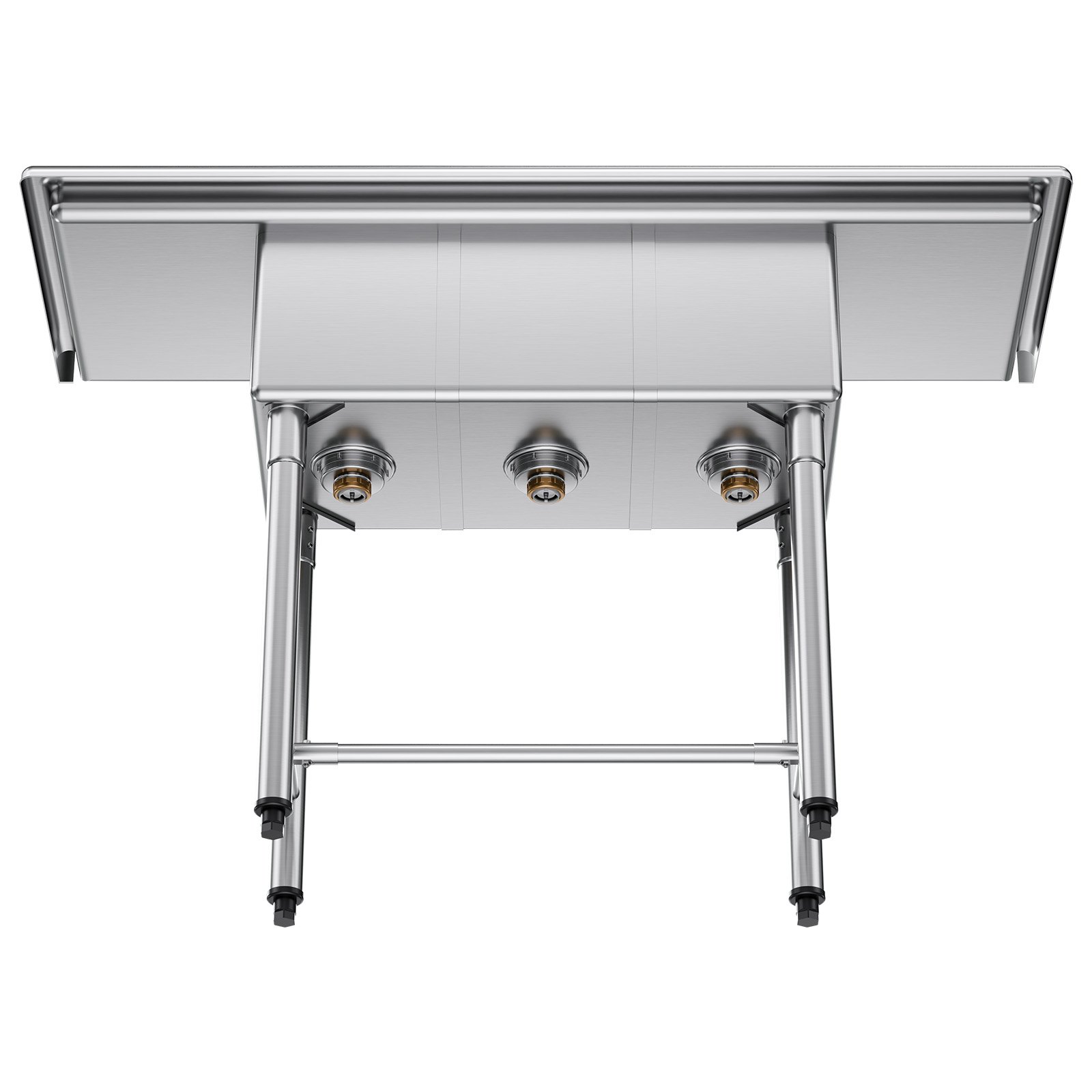 VEVOR Fregadero Independiente de 3 Compartimentos, Acero Inoxidable 304, Lavabo móvil de 1372 x 508 x 1097 mm con 2 Escurridores, Protector Antisalpicaduras para Cocina Restaurante Hogares Exteriores