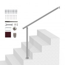 VEVOR Barandilla de Escalera 100 cm Pasamanos de Escalera para Escalones Exteriores de Acero Inoxidable Montaje en Pared y Suelo con Kit de Instalación para Personas Mayores, Porche, Terraza, Plata