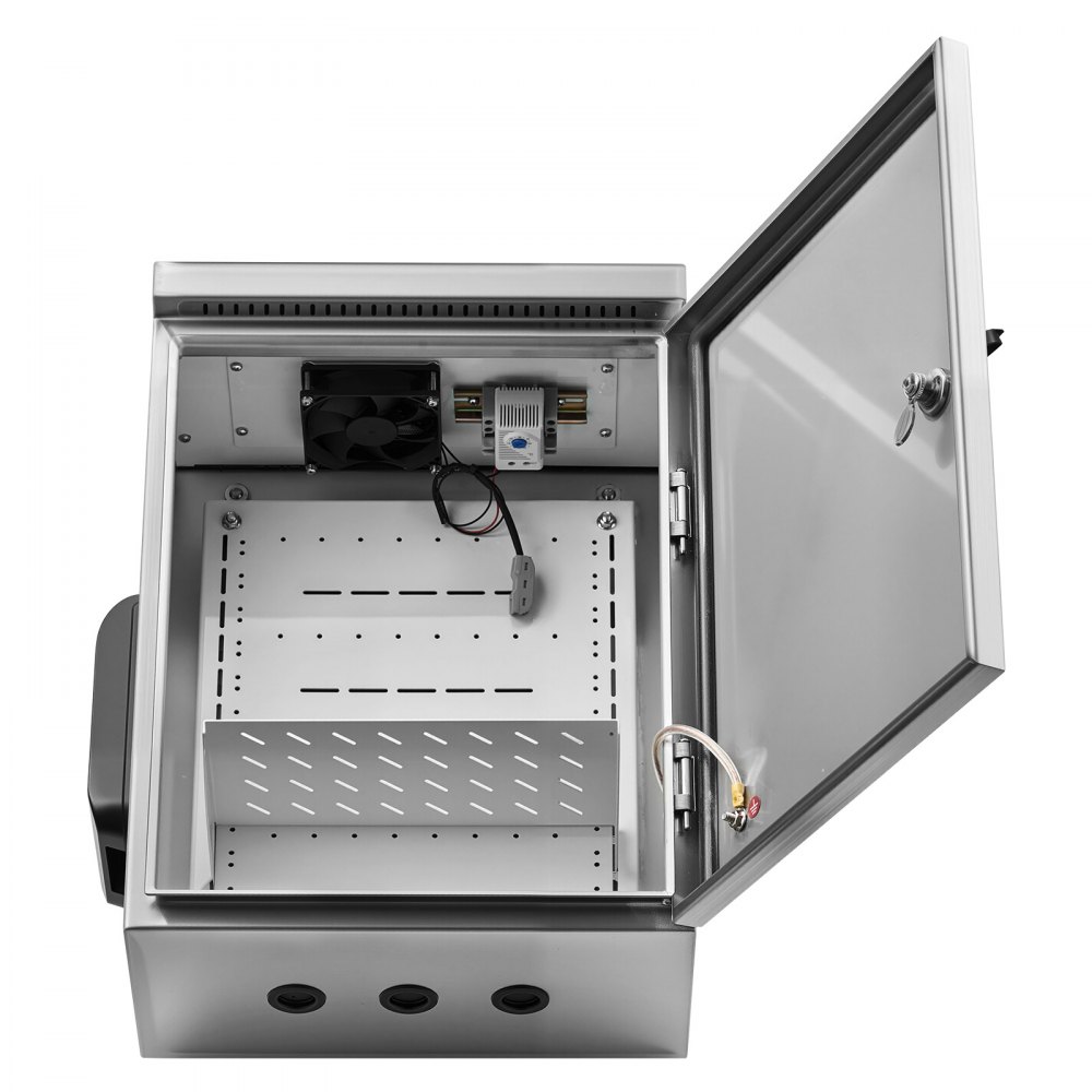VEVOR Caja de Distribución Eléctrica, Armario de Distribución de Acero Inoxidable Impermeable con Termostato y Ventilador, Montaje en Pared, con Placa de Montaje, Conexión con Bisagra, 40x20x50 cm