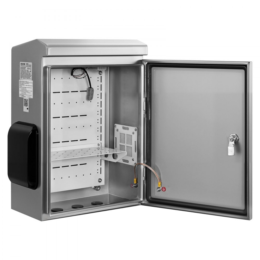 VEVOR Caja de Distribución Eléctrica, Armario de Distribución de Acero Inoxidable Impermeable con Termostato y Ventilador, Montaje en Pared, con Placa de Montaje, Conexión con Bisagra, 40x20x50 cm