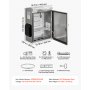 VEVOR Caja de Distribución Eléctrica, Armario de Distribución de Acero Inoxidable Impermeable con Termostato y Ventilador, Montaje en Pared, con Placa de Montaje, Conexión con Bisagra, 40x20x50 cm