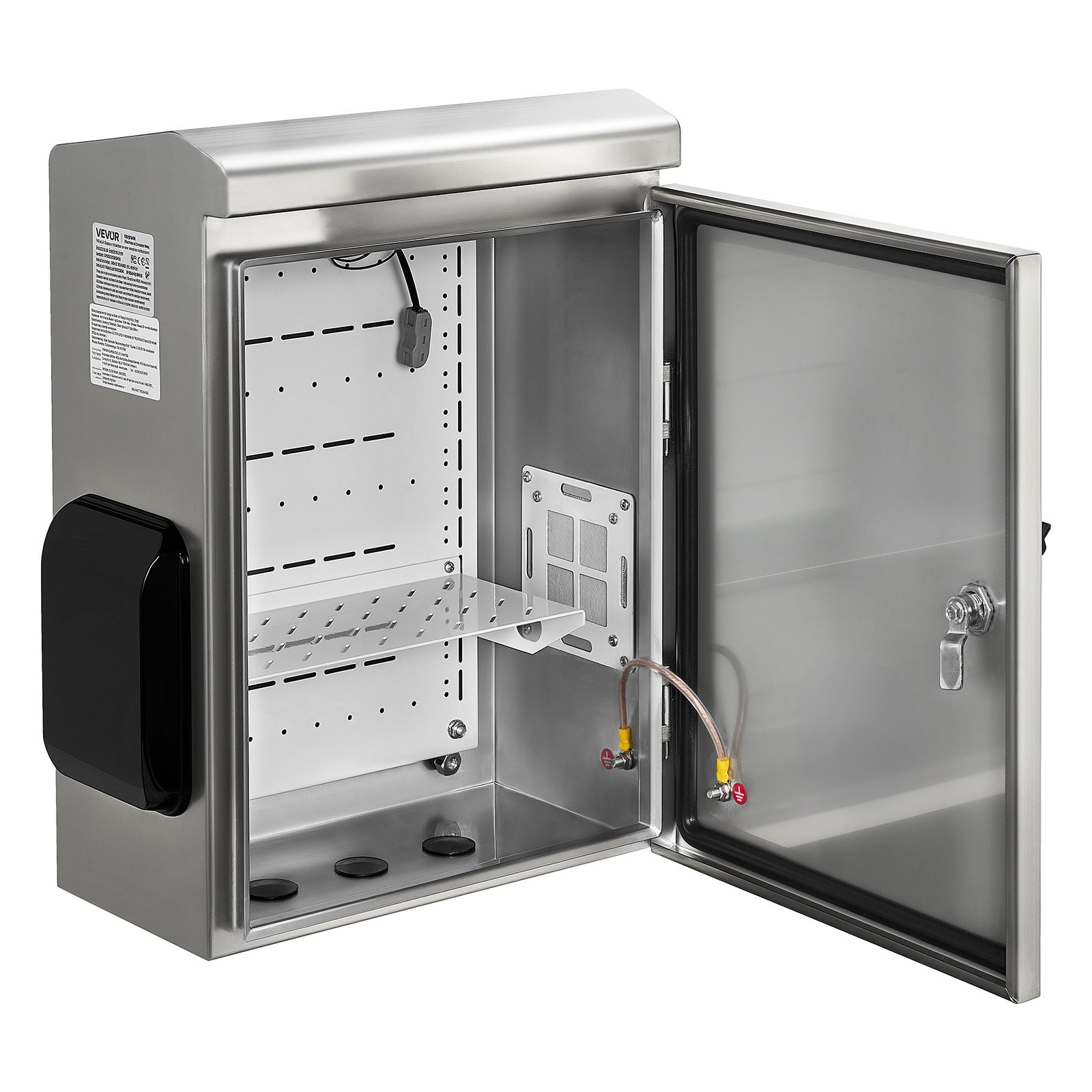 VEVOR Caja de Distribución Eléctrica, Armario de Distribución de Acero Inoxidable Impermeable con Termostato y Ventilador, Montaje en Pared, con Placa de Montaje, Conexión con Bisagra, 40x20x50 cm