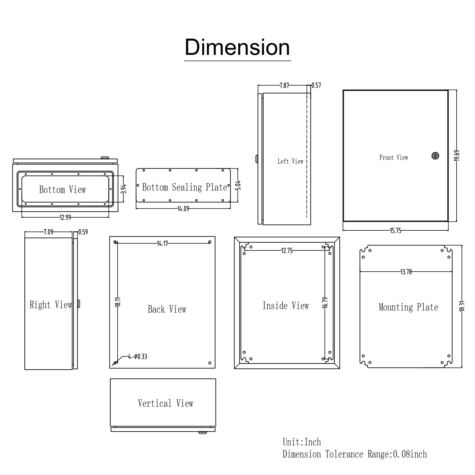 VEVOR Caja Eléctrica de Acero Inoxidable Gabinete Eléctrico 50x40x20cm IP66 Caja Impermeable Montada en Pared con Placa de Montaje Bisagra de Bloqueo para Equipos Electrónicos Eléctricos al Aire Libre