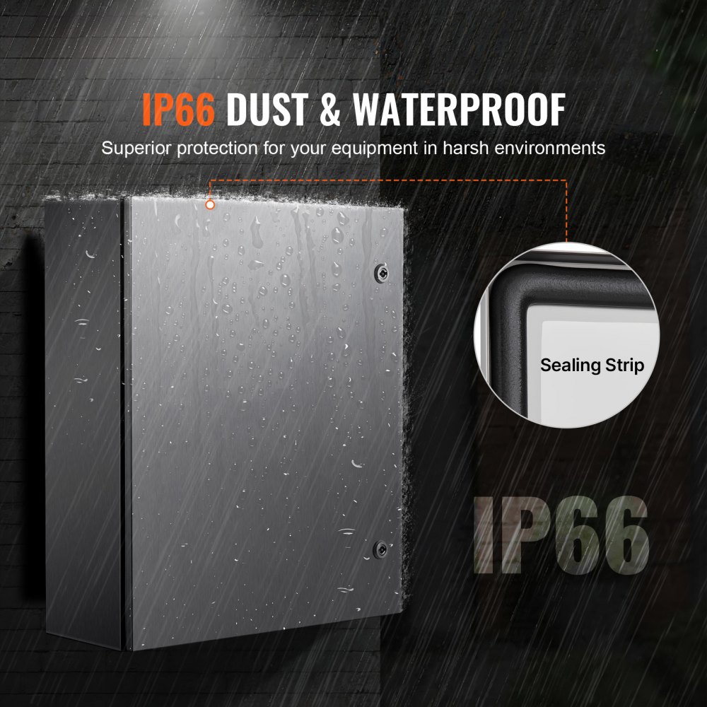 VEVOR Caja Eléctrica de Acero Inoxidable Gabinete Eléctrico 60x50x20cm IP66 Caja Impermeable Montada en Pared con Placa de Montaje Bisagra de Bloqueo para Equipos Electrónicos Eléctricos al Aire Libre
