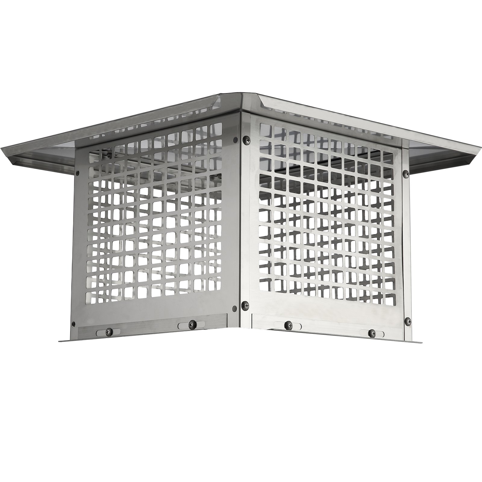 VEVOR chimney cowl, stainless steel 304, 416x416x250mm, bird guard, rain cap, 2 installation methods, compatible with various chimney types