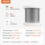 VEVOR Kit de Cables de Alambre de 100,6m Cable de Acero Inoxidable 304 de 1,59mm