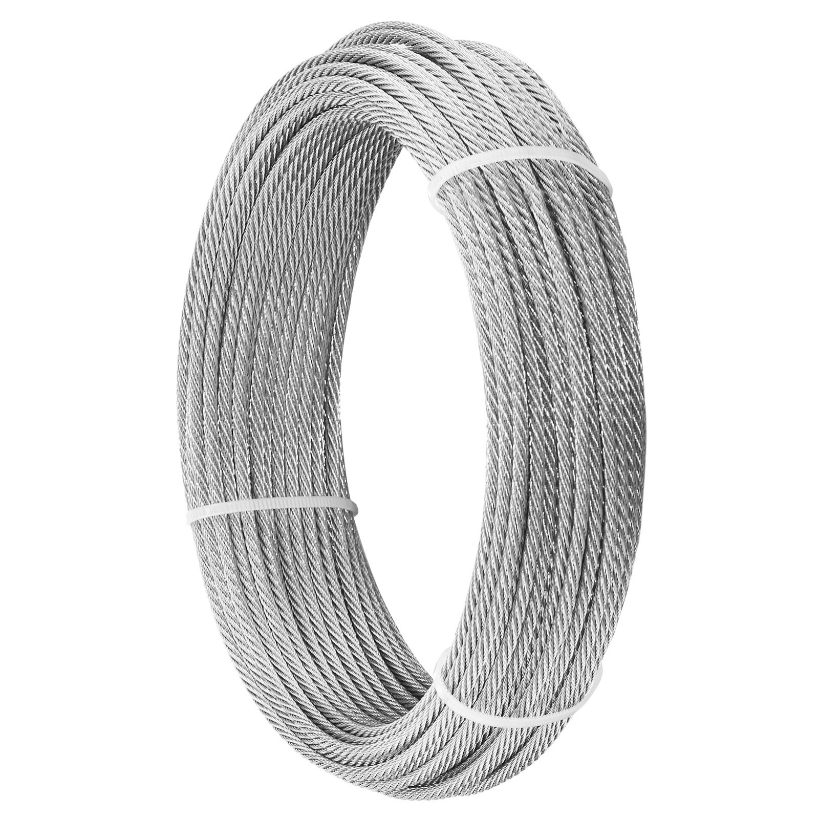 VEVOR Kit de Cable de Acero Inoxidable de 30,5 m, Trenzado 7 x 7, Diámetro de 3,2 mm, Carga Máxima 725 kg, con Engastador y Cortacables, para Barandillas, Iluminación Colgante y Proyectos de Bricolaje