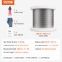 VEVOR Wire Rope Set, 3.18mm x 182.3m, 316 Stainless Steel Cable with Cutter & Gloves, 7.1kN Breaking Strength, 7x7 Strands, Construction/Marine/Aerospace Grade for Handrails, Stairs, Terraces, Fences