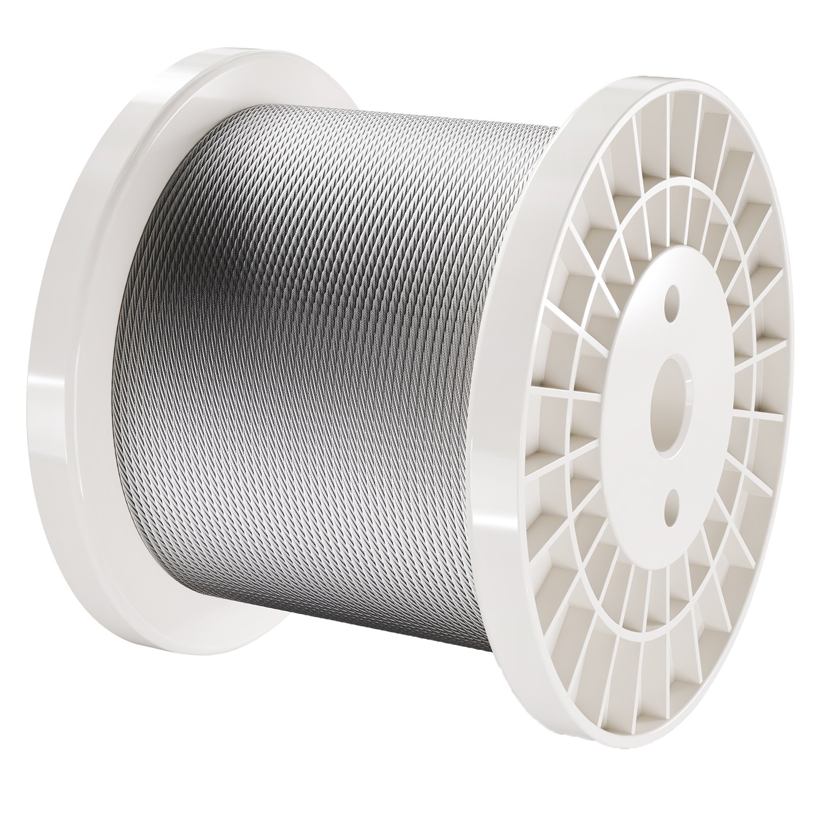 VEVOR Kit de Cables de Alambre de 3,18 mm Cable de Acero Inoxidable 316 de 182,3 m con Cortador y Guantes, Resistencia a la Rotura de 7,1 kN, 7x7 Hebras, Cables de Grado de Aeronáutico para Pasamanos