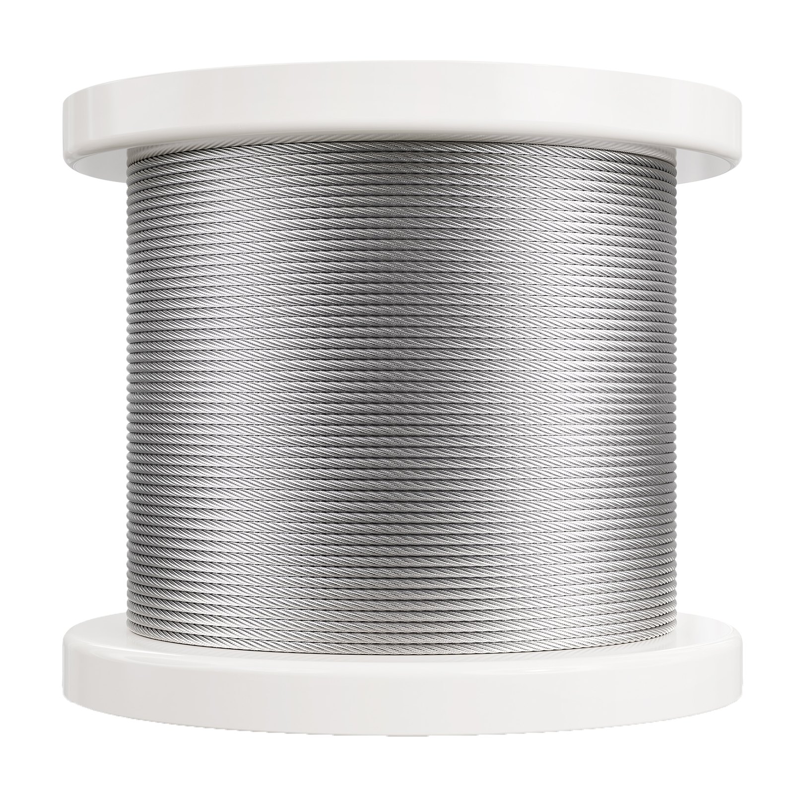 VEVOR Kit de Cables de Alambre de 3,18 mm Cable de Acero Inoxidable 316 de 182,3 m con Cortador y Guantes, Resistencia a la Rotura de 7,1 kN, 7x7 Hebras, Cables de Grado de Aeronáutico para Pasamanos