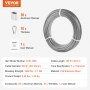 VEVOR Kit de Cables de Alambre de 30,5m Cable de Acero Inoxidable T316 de 3,18mm