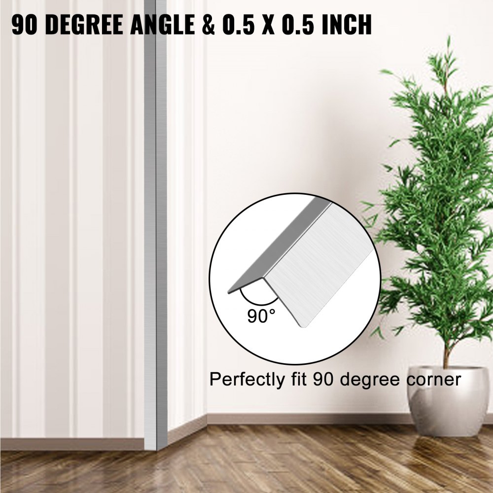 Vevor 10pcs Perfil De Protección Angular Acero Inoxidable 0,5x0,5x48 Pulgadas