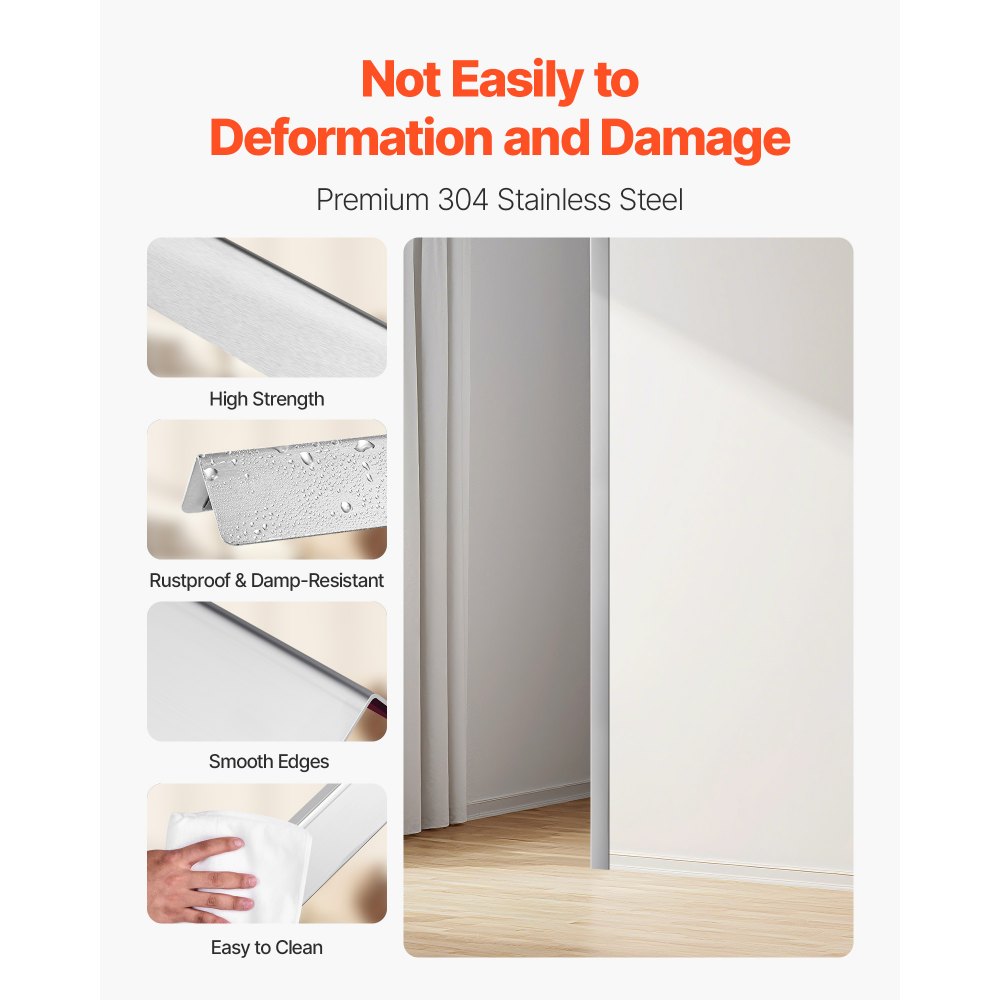 VEVOR Protector de Esquinas de Pared de Acero Inoxidable, 38 x 38 x 1217 mm, Borde de Acero Inoxidable 304 en Ángulo de 90 Grados para el Hogar, la Oficina, con Cinta Adhesiva de 3 m, 10 uds