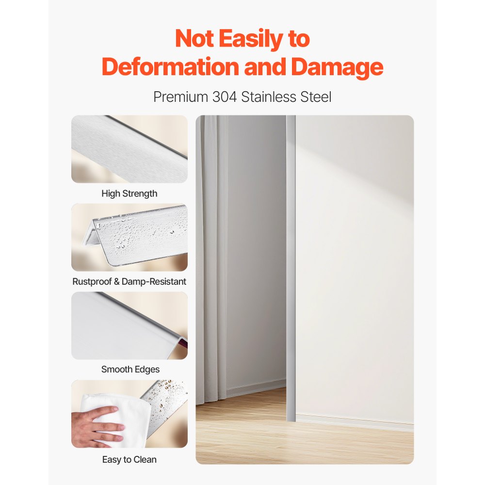 VEVOR Protector de Esquinas de Pared de Acero Inoxidable, 38 x 38 x 2436 mm, Borde de Acero Inoxidable 304 en Ángulo de 90 Grados para el Hogar, la Oficina, con Cinta Adhesiva de 3 m, 10 uds