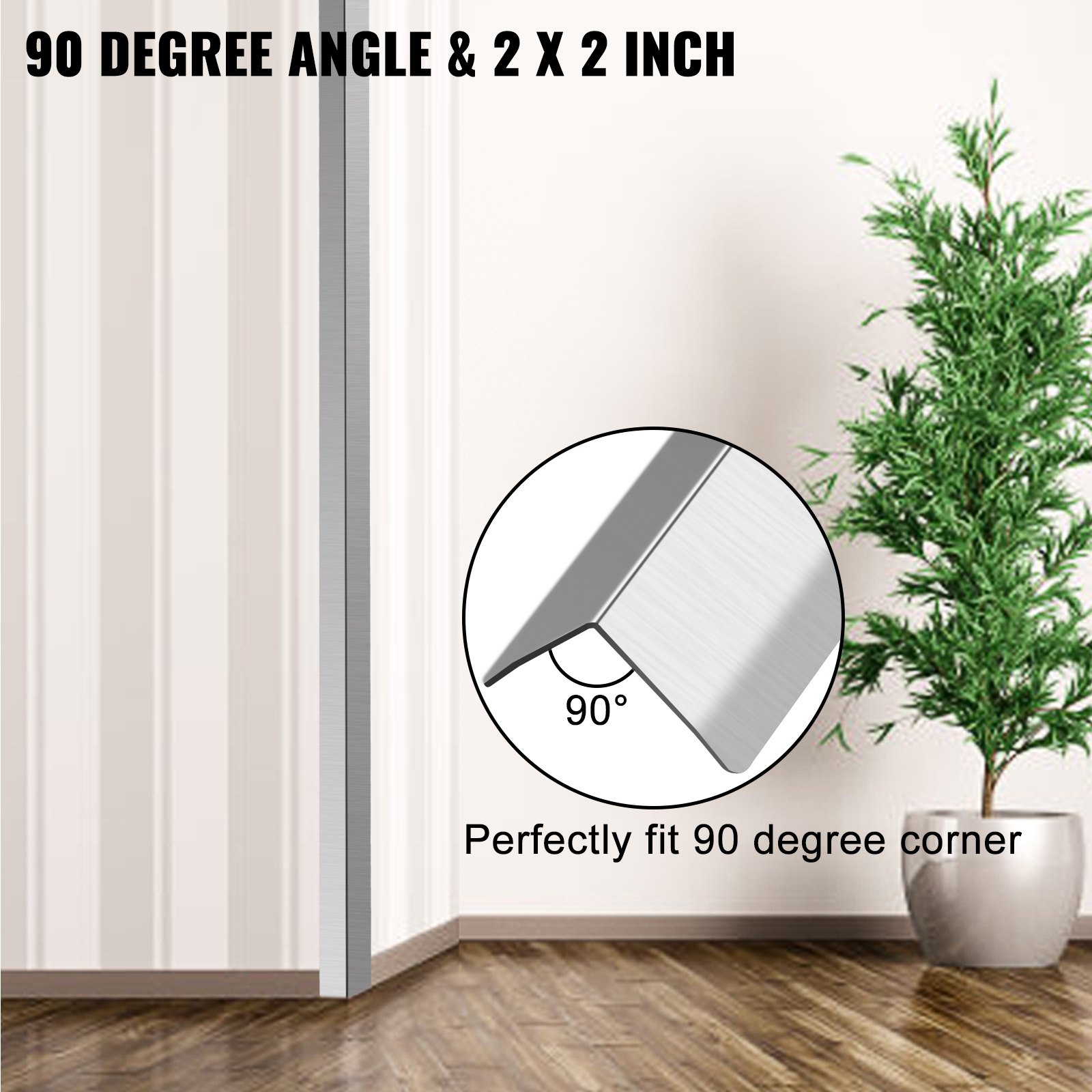 Vevor 2 Pcs Perfil De Protección Esquina De Acero Inoxidable 2 X 2 X 48 Pulgadas