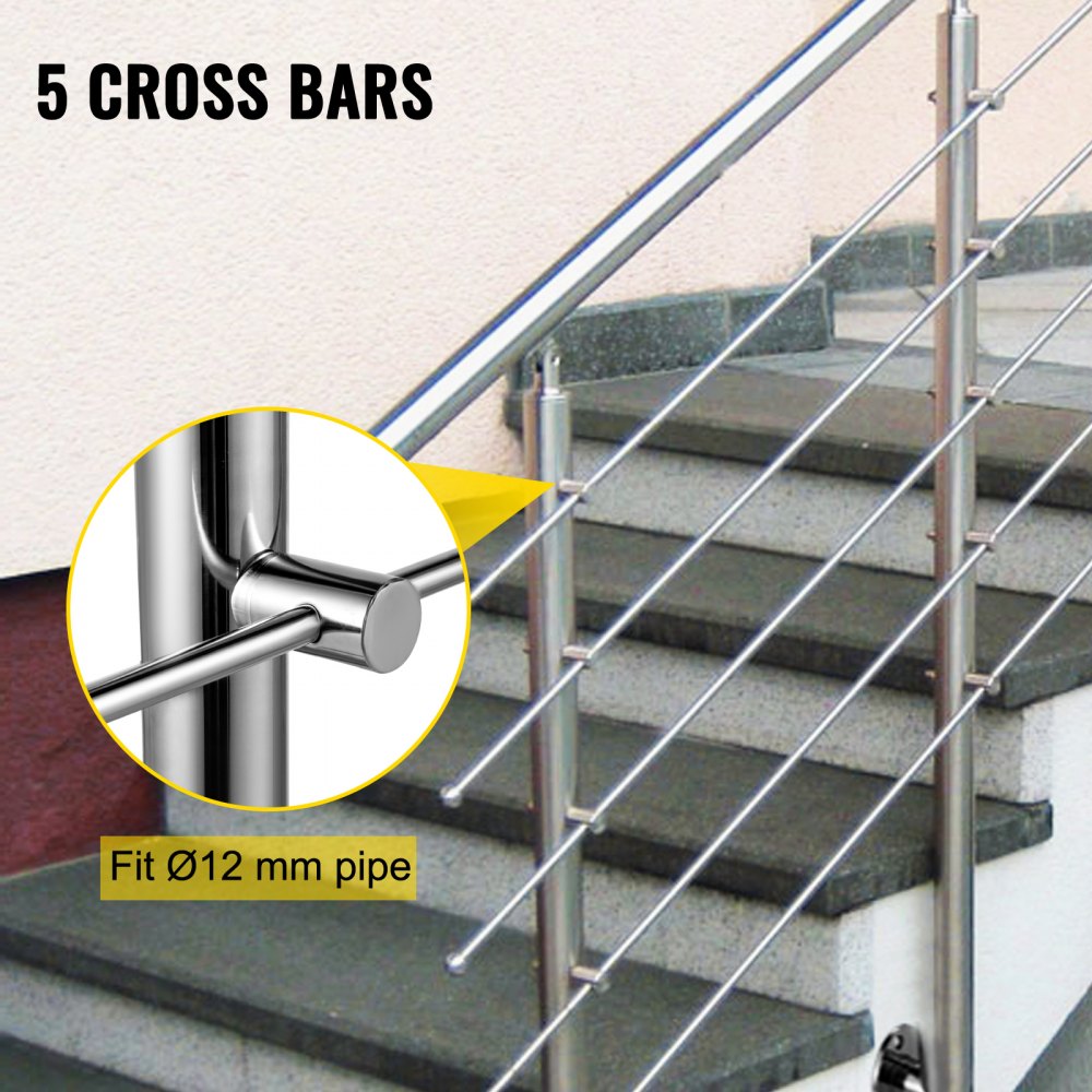 Vevor Poste Para Pasamanos Con 5 Barras De 100 Cm Barandillas Acero Inoxidable